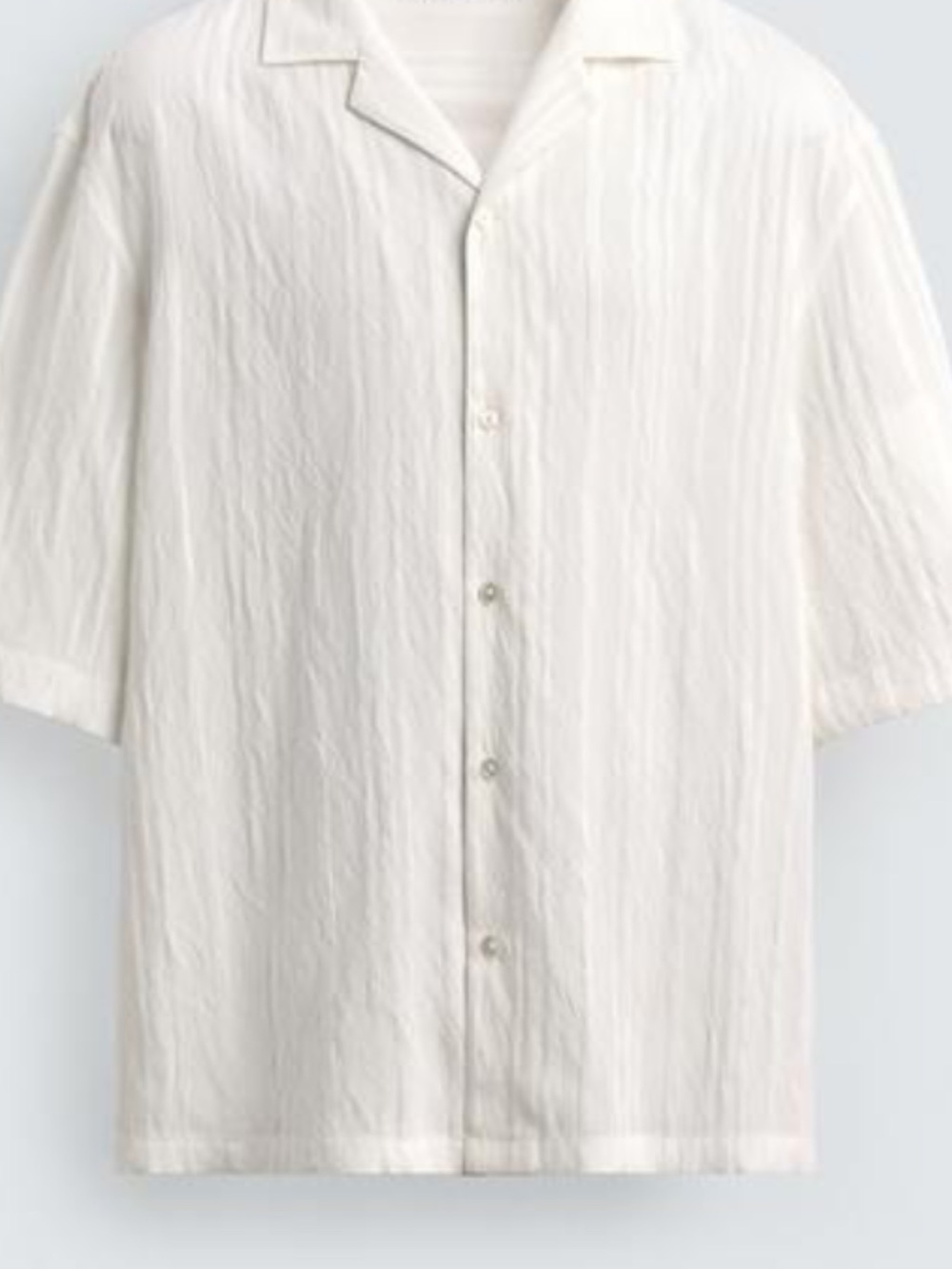 Zara Off-White Short-Sleeve Shirt Size M